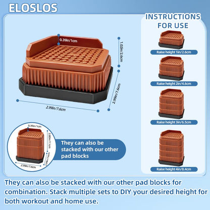 4 Pack Stackable Treadmill Riser Blocks, for Gym and Home Use - color: Brown, size: 1 layer(1nches)