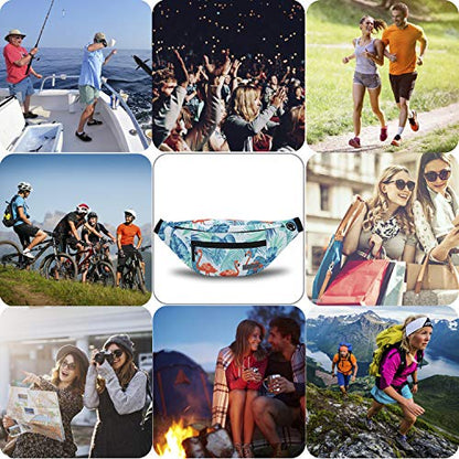 Large Fanny Pack Belt Bag with Adjustable Straps Waist Pack for Men Women - color: Flamingo Green