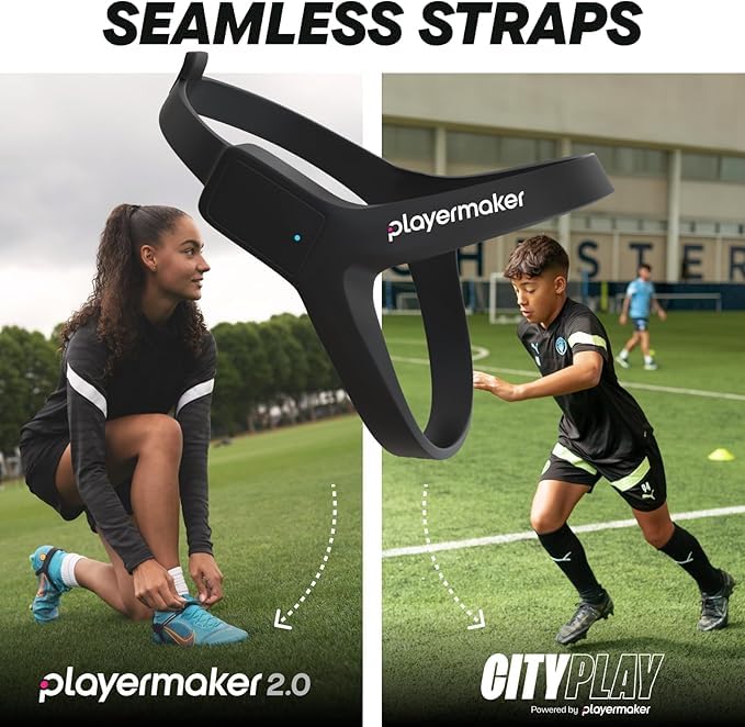 Playermaker CITYPLAY Soccer Tracker Kit Medium + Red Medium Straps, Smart Soccer Tracker for Cleats, Track 25+ Technical & Physical Metrics, Advanced Than GPS