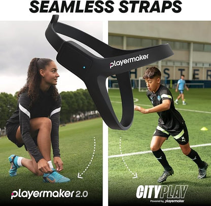 Playermaker CITYPLAY Soccer Tracker Kit Medium + Red Medium Straps, Smart Soccer Tracker for Cleats, Track 25+ Technical & Physical Metrics, Advanced Than GPS