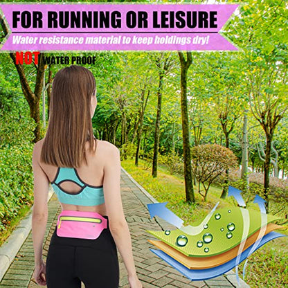 USHAKE Slim Running Belt, Ultra Light Bounce Free Waist Pouch Fitness Workout Belt Sport Waist Pack Exercise Waist Bag for Apple iPhone Samsung in Running Gym Marathon Cycling - color: Pink