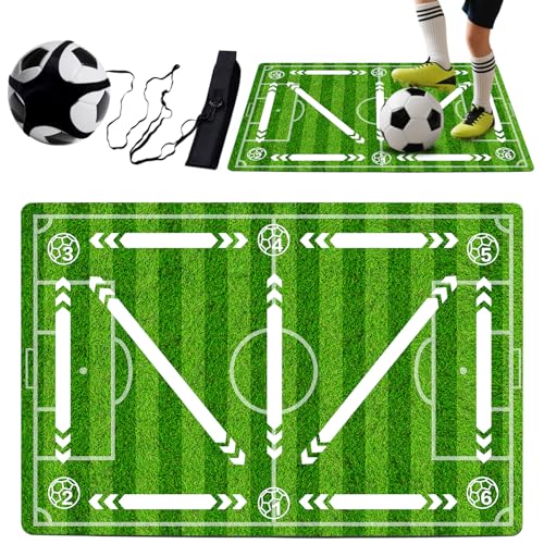Soccer training mat,Soccer training equipment accessories for All Ages to Improve Speed Strength Agility and Coordination,Anti-Slip/Silent Mat - color: Green