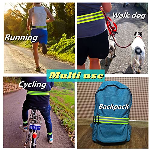 Reflective Running Gear,Reflective Bands for Arm/Wrist/Ankle/Leg,Biking Accessories for Women and Men - color: Yellow - 1 Belt - L