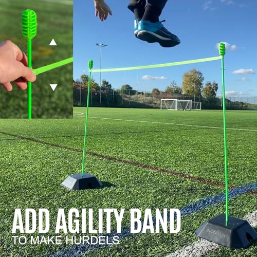 QUICKPLAY Pro Agility Poles Set of 10 - Adjustable 3ft to 6ft - size: Set of 10 Agility Poles + set of 5 base weights