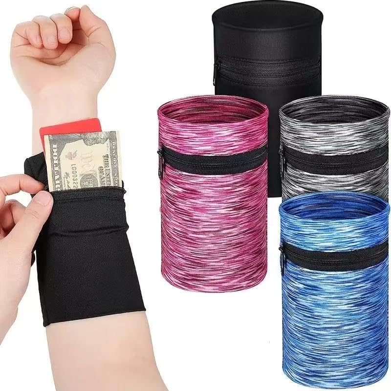 1 Pocket Wrist Wallet Wrist Cell Phone Holder, Ankle Wallet, Sweat Bands, Armband, Hidden Pouch, Wristlet Wallet for Travel, Outdoor Sports Running,Black - color: Black