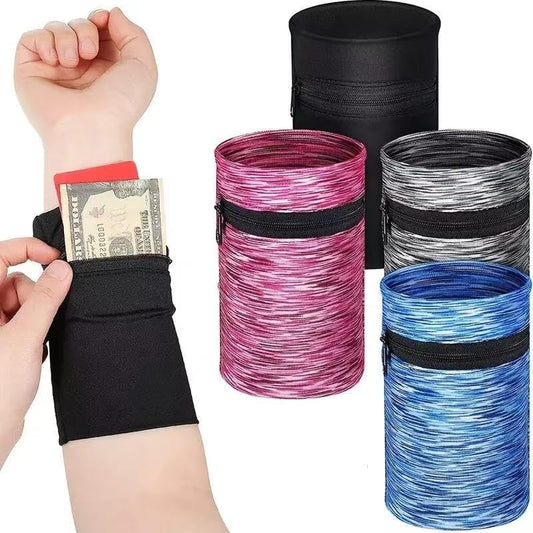 1 Pocket Wrist Wallet Wrist Cell Phone Holder, Ankle Wallet, Sweat Bands, Armband, Hidden Pouch, Wristlet Wallet for Travel, Outdoor Sports Running,Black - color: Black