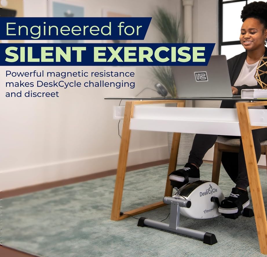 DeskCycle Under Desk Bike Pedal Exerciser - Stationary Bikes for Home & Office - Standard and Adjustable Height Versions - size: Standard Height, style: White