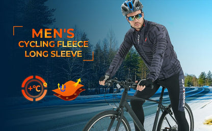sponeed Men's Cycling Jersey Full Sleeve Riding Wear Long Sleeve T Shirts Pants - color: Fleece Grey Multi, size: Large