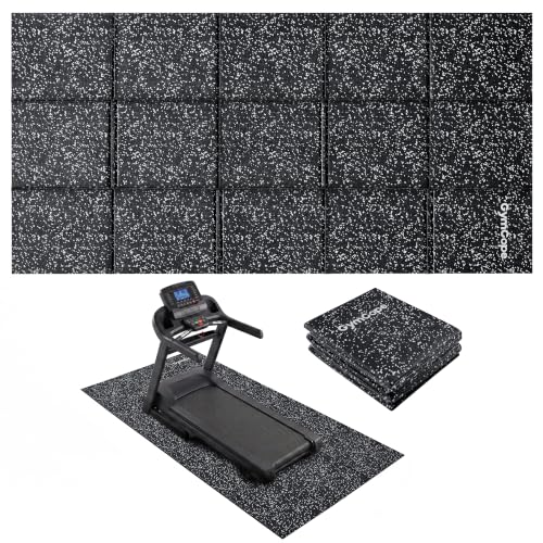 GymCope Foldable Treadmill Mat for Hardwood Floors & Carpet Exercise Mat - color: Black/White, size: 78"L x 39"W x 0.24"Th