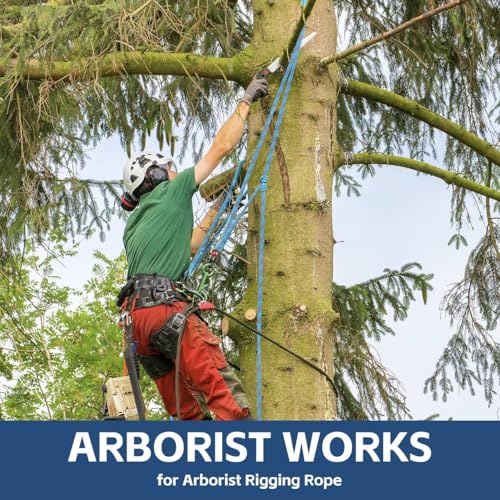 1/2in x 200ft Double Braided Arborist Rigging Rope, 48 Strands Polyester 8000LBS Heavy Duty Climbing Bull Rope for Tree Swing Rappelling Rescue Camping - size: 1/2in x 200ft, style: Blue