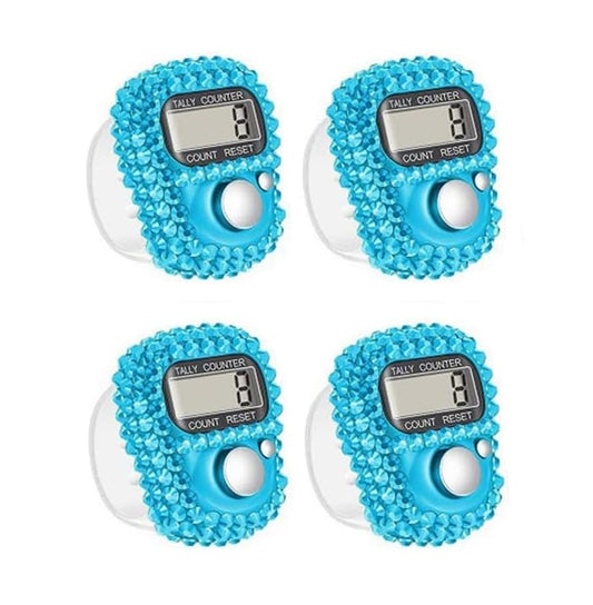 4Pcs Finger Counter - 20g Electronic Finger Counter, 5-Digit Number Count Clicker, Counter Clicker Finger Pitch Counter, Electronic Finger Counter, Finger Tally Counter for Pitch - color: Blue