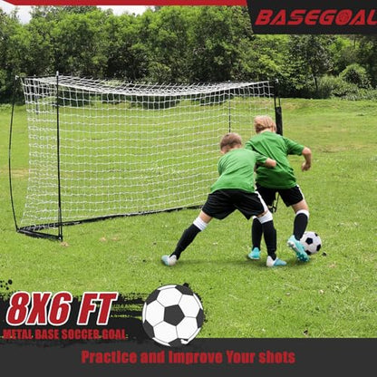 BaseGoal Soccer Goal for Backyard,with Bow Frame and Agility Ladder - size: 8x6 ft