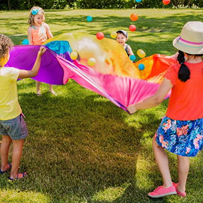 B. toys Woo-Hue Parachute, Kids Play Parachute with 15 Balls, 8ft, Activity - style: Parachute Play