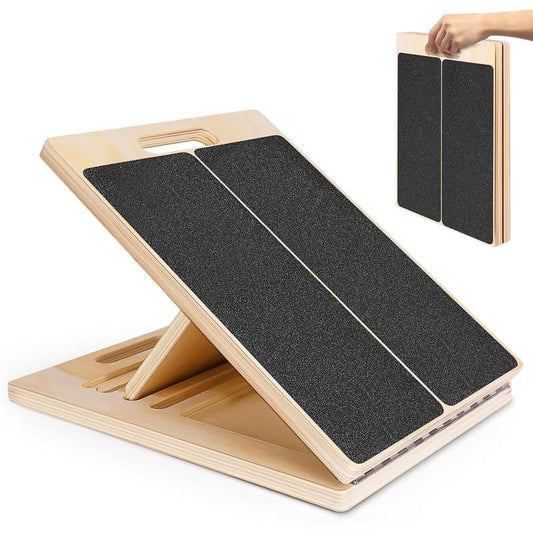 Adjustable Wooden Slant Board for Calf Stretching and Squats Portable Non-Slip Incline Board, Calf Stretcher for Physical Therapy, Ankle Heel Foot Leg Recovery & Strength Training
