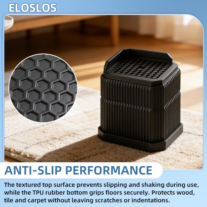 4 Pack Stackable Treadmill Riser Blocks, for Gym and Home Use - color: Black, size: 2 layer(3nches)