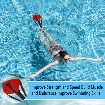 Adjustable Swim Parachute Belt - Resistance Training - color: Red