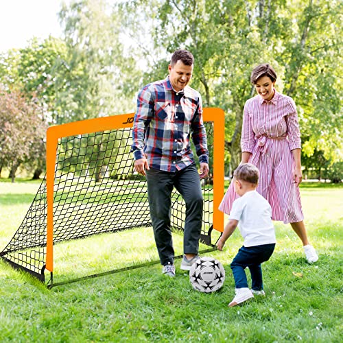 Kids Backyard Soccer Goal, 10 mm Poles & 5-Layer Net, 4x3/6x4/7x5FT - size: 4 ft x 3ft, style: Orang
