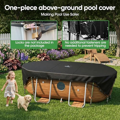 SIHAIAN 8x14Ft Oval Pool Cover Patented Design Four-Corner Locking 500D Rectangular and Oval Pool Cover, Prevent Water Accumulation Pool Cover for Oval Above Ground Pool with 4 Storage Straps - size: 15'6" x 8'6" (Oval and Rectangle Pool Cover)