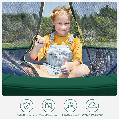 SONGMICS Replacement Trampoline Safety Pad Mat, 10ft 12ft 14ft 15ft Standard Size, Spring Cover, UV-Resistant, Tear-Resistant, Edge Protection - color: Dark Green, size: 14FT, style: Removable
