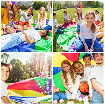 6ft Rainbow Parachute, Play Parachute Toy for Kids, Parachute with Handles Indoor & Outdoor Play Equipment - size: 6FT