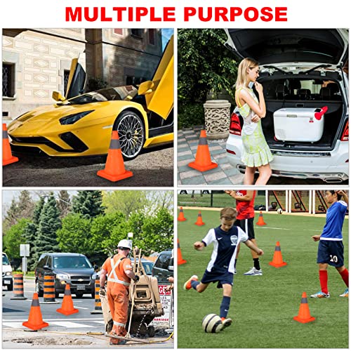 WOPPLXY 4 Pcs 12 Inch Collapsible Traffic Cones, Multi-Purpose Pop up Road Cones with Reflective Collar for Road Safety, Orange Cones for Training, Parking Lot and Driving Practice