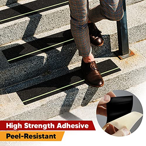 Outdoor Non-Slip Stair Treads With Glow Stripe, High-Traction Grip Tape - size: Glow in Dark, style: 15 Pack