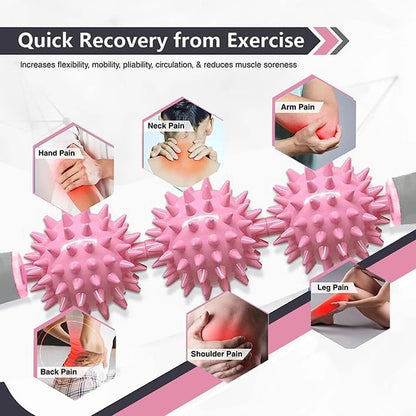 Fascia Muscle Roller, Cellulite Massager Fascia Roller for Cellulite and Sore Muscles, Neck, Leg, Back, Pressure Trigger Point Body Roller Deep Tissue Massage Stick Tools - 3 Massage Balls - color: Sakura Pink