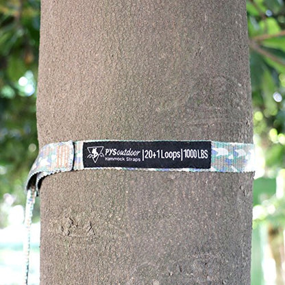 pys XL Hammock Straps - 20ft Camo Tree Straps, 20+1 Adjustable Loops, 2 Carabiners Included with 1000lbs Fit for Any Hammocks, Perfect for Hiking and Backpacking - color: Camo,20+1