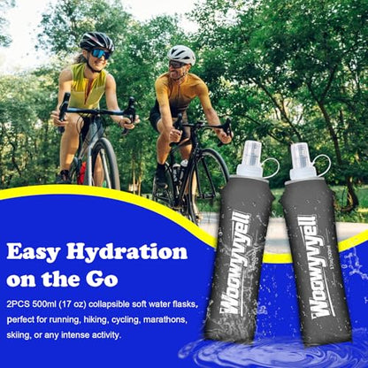 Running Vest Soft Flask, 2PCS BPA-Free 500ml Collapsible Water Bottle for Hydration Backpack, Collapsible Water Bottles for Marathon Hiking Cycling Climbing - color: Deep Grey