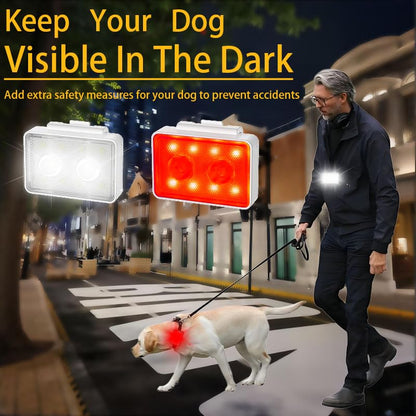 Rechargeable Dog Collar Lights, SUPPENGUIN 3+4 Modes Dog Lights Clip on for Night Walking, Night time, Portable, IP44 Waterproof (White, 2 Pack) - color: White