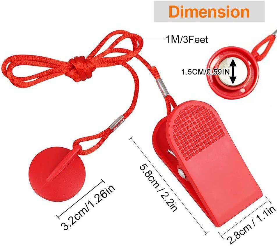 Treadmill Safety Key for Most NordicTrack Proform Image Weslo Reebok Epic Gold's Gym Freemotion and Healthrider Treadmills - color: Bright Red