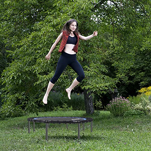 Newan 40"-48" Silent Mini Trampoline Fitness Trampoline Bungee Rebounder Jumping Cardio Trainer Workout for Adults-Max Limit 330lbs - color: 48" Round Blue (NO Handle)