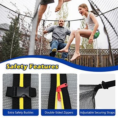 GYMAX Trampoline Net, Enclosure for 8 10 12 14 15 16Ft Round Trampolines - style: Inside Net 16FT 6Poles