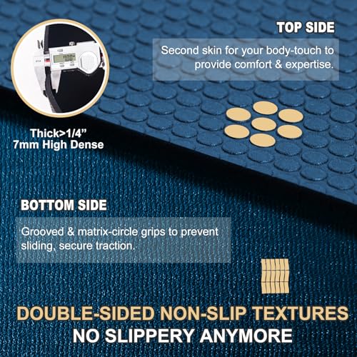 GXMMAT Extra Large Exercise Mat 16'x6'/12'x6'/10'x6'/8'x6'(7mm) - color: Navy Blue, size: 6*10 FT
