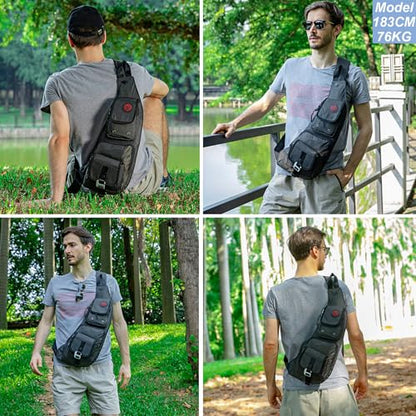 NICGID Sling Bag Chest Shoulder Backpack Crossbody Bags Casual Daypack for Men Women - color: Black-2