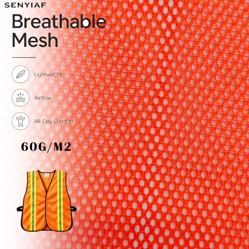 Lightweight Reflective Mesh Safety Vest with Hook and Loop - color: Orange 12p