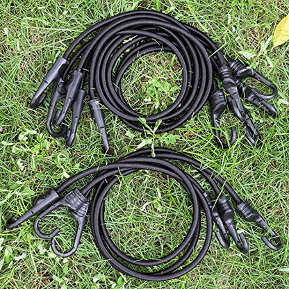 ZHOUBIN 72 Inch Black Bungee Cords with Hooks Heavy Duty, 2 Pcs - size: 72"