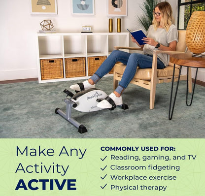 DeskCycle Under Desk Bike Pedal Exerciser - Stationary Bikes for Home & Office - Standard and Adjustable Height Versions - size: Standard Height, style: White