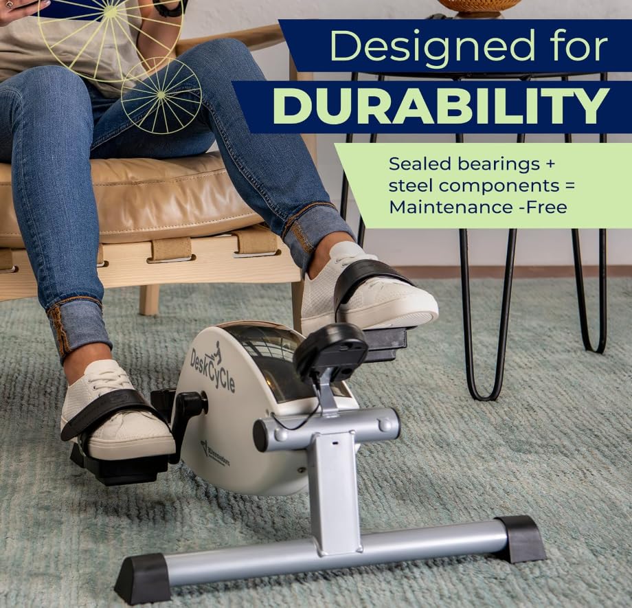 DeskCycle Under Desk Bike Pedal Exerciser - Stationary Bikes for Home & Office - Standard and Adjustable Height Versions - size: Standard Height, style: White