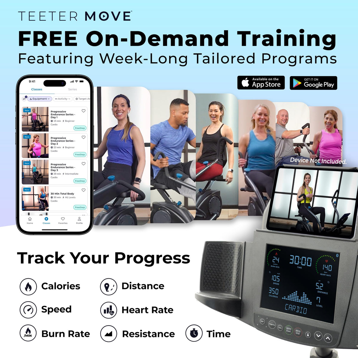 Teeter FreeStep Recumbent Cross Trainer Stepper, Zero-Impact Exercise Bike Alternative w/Patented Physical Therapy Stride, Up to 350lb, Free App w/Trainer Workouts - style: LT7